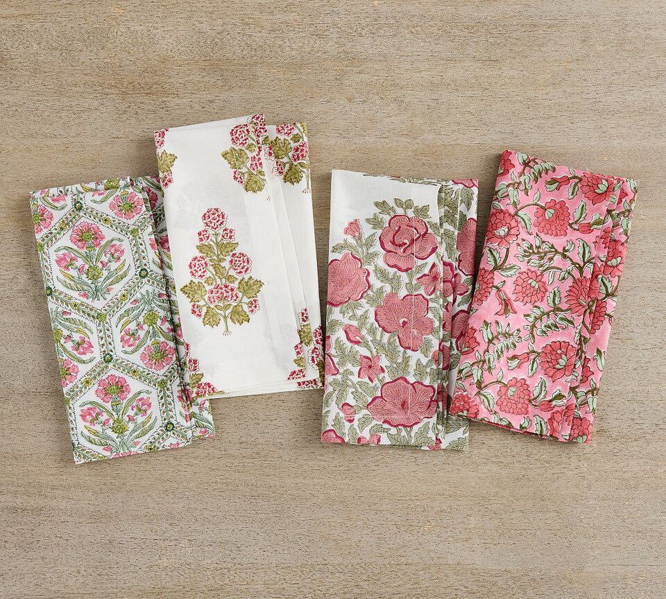Lainey Block Print Cotton Napkins Mixed Set Of 4 Pottery Barn Australia Lainey block print cotton napkins mixed set of 4 pottery barn australia